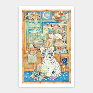 Showpiece 600 Piece Puzzle: Little White Tiger's Collection Cabinet - 600 Piece Jigsaw Puzzle