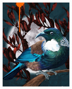 Showpiece 2000 Piece Puzzle: Moonlight Tui & Harakeke - 2000 Piece Jigsaw Puzzle