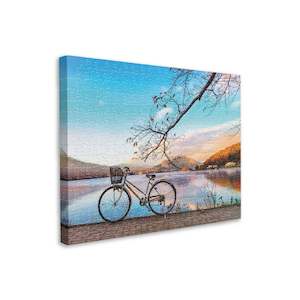 Showpiece Canvas Puzzles: Away from the City - Bicycle by the Serene Lake - 366 Piece Jigsaw Puzzle