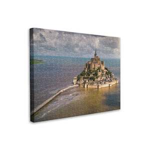Showpiece Canvas Puzzles: Aerial Photography - Mont Saint Michel Island, France - 366 Piece Jigsaw Puzzle