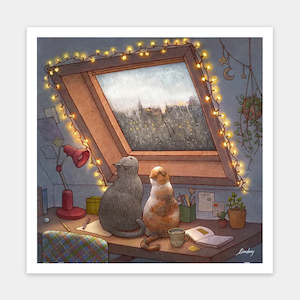 Showpiece 900 Piece Puzzles: Raining Window - Kitten's Life Routine - 900 Piece Jigsaw Puzzle