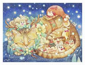 Showpiece 1200 Piece Puzzle: Christmas Night & Cats - 1200 Piece Jigsaw Puzzle