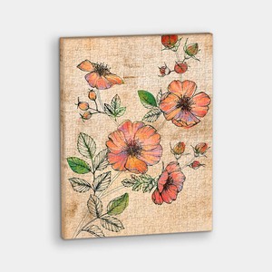 Showpiece Canvas Puzzles: Retro Wild Rose - 366 Piece Jigsaw Puzzle