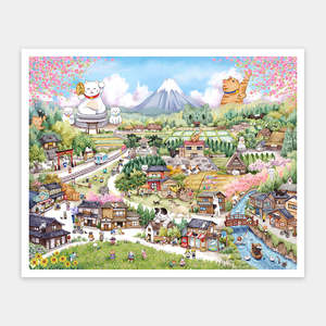 Maneki Neko Village - 2000 Piece Jigsaw Puzzle