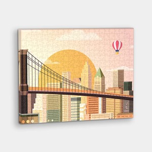 Showpiece Canvas Puzzles: Sunset over Brooklyn Bridge - 366 Piece Jigsaw Puzzle