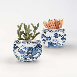 Sale: Blue & White - Sky Fat Dragon - Flower Pot Jigsaw Puzzle