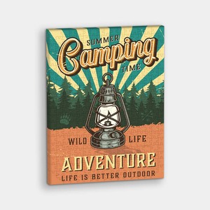 Retro Poster - Camping Lantern - 366 Piece Jigsaw Puzzle