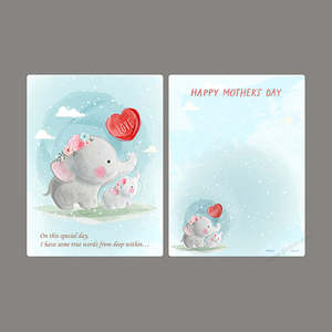 Elephant Family (Mother's day) - 48 Piece Puzzle Card