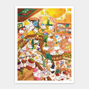 Under 100: Bana Rabbit Café 1200 Piece Jigsaw Puzzle by Bananini