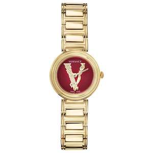 Watch: Versace Virtus Gold Mini Red Dial Women's Watch VET300321