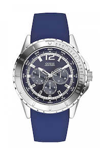 Mens Watches: Guess Blue Silicon Strap Men's Watch W0485G3