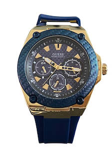 Mens Watches: Guess Legacy Blue Rubber Strap Men's Watch W1049G9