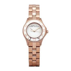 Womens Watches: MARC JACOBS SMALL BLADE SILVER WOMENS’ ROSE GOLD LOGO WATCH MBM3076