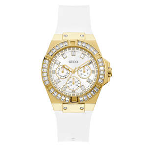 Guess: Guess Luna Gold Rubber Strap Women's Watch W0653L3