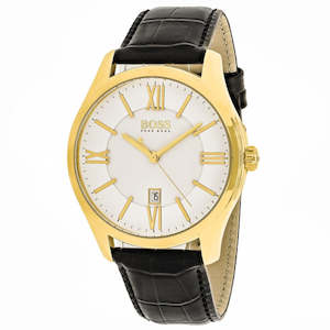 Hugo Boss: Hugo Boss White Dial Leather Strap Men's Watch 1513020