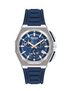 Quantum Men's Navy Chronograph Silicone Strap Watch – PWG1078.399