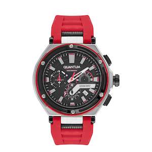 Quantum: Quantum Men's Red Chronograph Silicone Strap Watch – HNG1010.359