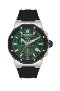 Quantum Hunter Men's Chronograph Watch Black Rubber Strap – HNG1082.371