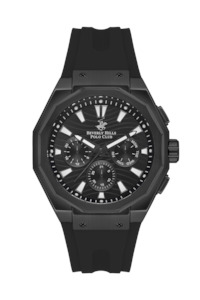 BEVERLY HILLS POLO CLUB Men’s Black Chronograph Silicone Watch – BP3557X.651