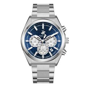 Mens Watches: Beverly Hills Polo Club Blue Dial Silver Chrono Watch - BP3831X.390