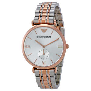 Emporio Armani: Emporio Armani Silver Dial Two-tone Stainless Steel Bracelet Men's Watch AR1677