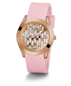 Guess Clarity Pink Tone Silicone Strap Women's Watch GW0109L2