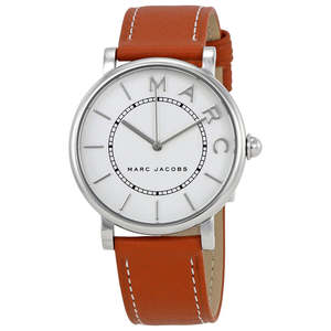 Marc Jacobs: Marc Jacobs Roxy White Dial Brown Leather Silver Watch MJ1571
