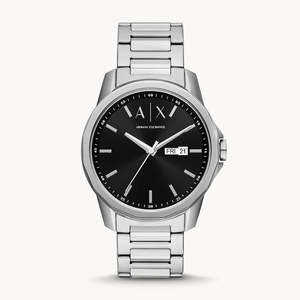 Armani Exchange Banks Day-Date Black Dial Watch - AX1733