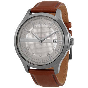 Armani Exchange Hampton Brown Leather Grey Dial Date Watch - AX2414