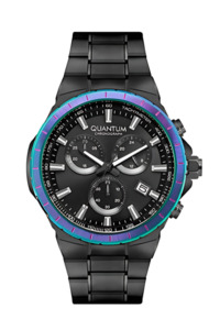 Quantum: Quantum Black Dial Metal Strap Watch HNG813.650