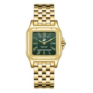 Beverly Hills Polo Club: Beverly Hills Polo Club All Gold Green Dial Square Watch - BP3824C.170