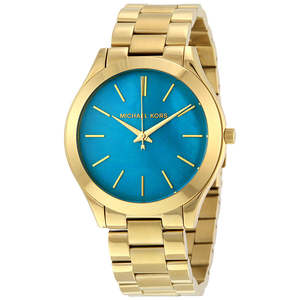 Womens Dress Watches: Michael Kors Slim Runway Blue Mother of Pearl Dial Ladies Watch MK3492