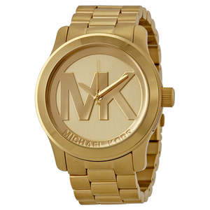 Womens Fashion Watches: Michael Kors Runway Quartz Gold-tone Bracelet Champagne Dial Ladies Watch MK5473