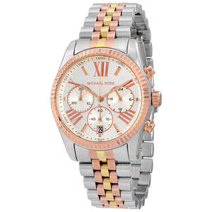 Michael Kors Lexington Chronograph Silver Dial Tri-Tone Ladies Watch MK5735