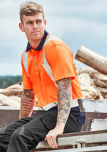 Polos Vests: Mens Hi Vis Spliced Short Sleeve Polo - Shoulder Taped