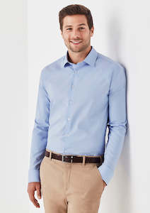 Biz Corporates Shirts: Mens Charlie Slim Fit Long Sleeve Shirt RS969ML S / Blue Chambray