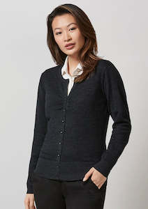 Biz Collection Knitwear: Womens Origin Merino Cardigan LC131LL XL / Black/Charcoal