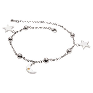 Moon & Star Anklet Rhodium (SS) Shuzi