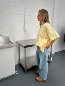 All: Love heart split tee - Butter - PRE ORDER