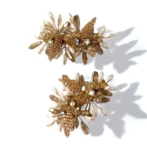 Luxury Diamante Gold Hair Accessories: Lily Rose Clip Set | Blush Pearl & Crystal Hair Clip Set