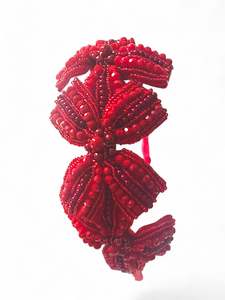 Girls Designer Hair Accessories: The Jolie Girls Red Beaded Bow Headband