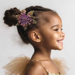 Girls Designer Hair Accessories: The Fuschia Childs Crystal Flower Clip