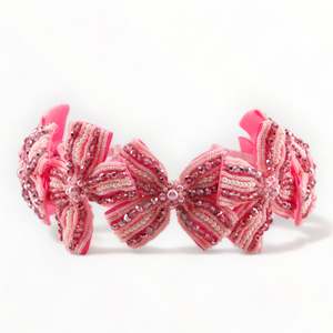 The Sariel Designer Girls Hand Beaded Bow Headband