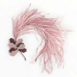 The Dina Lilac Crystal & Dusty Pink Feather Headband