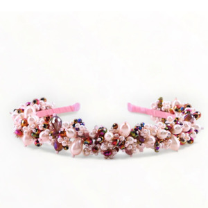 Luxury Lilac Hair Accessories: The Sachi Girls Designer hand-beaded crystal & pearl Headband