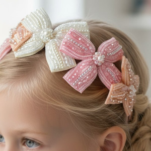 Button: Designer Girls Pastel Bow Headband - The Sariel