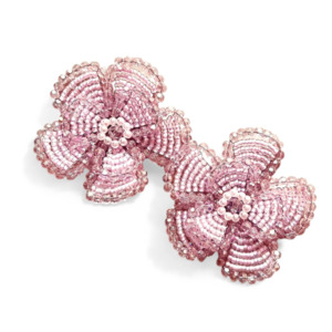 Button: The Ninette Girls Designer Handmade Crystal Flower Hair Clip Set