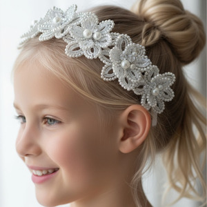 Girls' Ivory Flower Crown – Handcrafted Pearl & Crystal Headband for Spec&hellip;