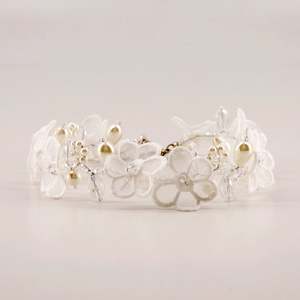 Kids Designer White Hair Accessories: The Lilija Lace and Pearl Designer Necklace