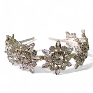 Kids Designer White Hair Accessories: The Beatrice Diamante and Rhinestone Crown for Girls